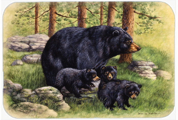Black Bears by Daphne Baxter Glass Large Cutting Board