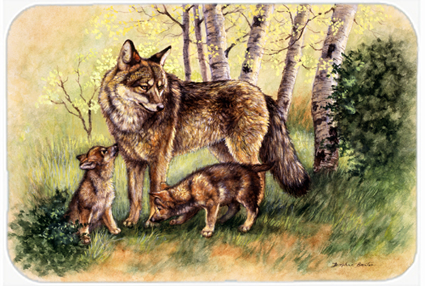 Wolf Wolves by Daphne Baxter Glass Large Cutting Board