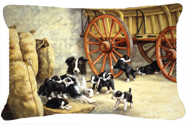 Border Collie Dog Litter Fabric Decorative Pillow