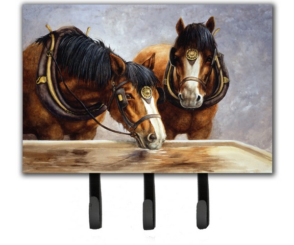 Horses Taking a Drink of Water Leash or Key Holder