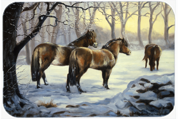 Horses in Snow by Daphne Baxter Glass Large Cutting Board
