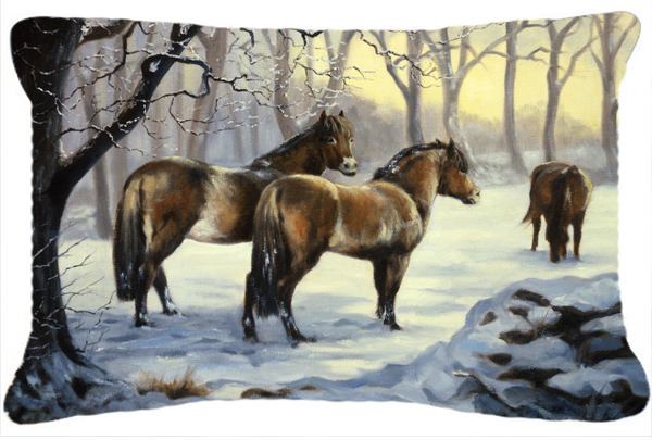 Horses in Snow by Daphne Baxter Fabric Decorative Pillow