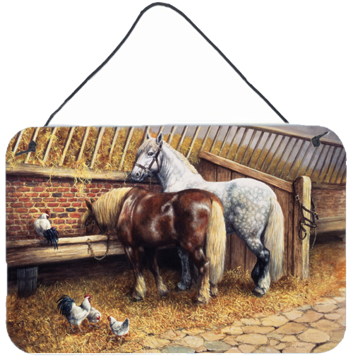 Horses Eating with the Chickens Wall or Door Hanging Prints