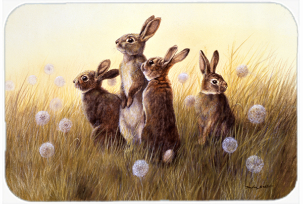 Rabbits in the Dandelions Glass Large Cutting Board