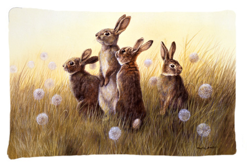 Picture of Carolines Treasures BDBA0144PILLOWCASE Rabbits in the Dandelions Fabric Standard Pillowcase
