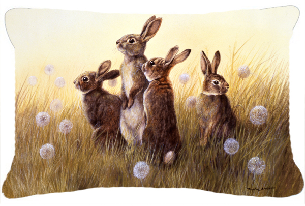 Rabbits in the Dandelions Fabric Decorative Pillow