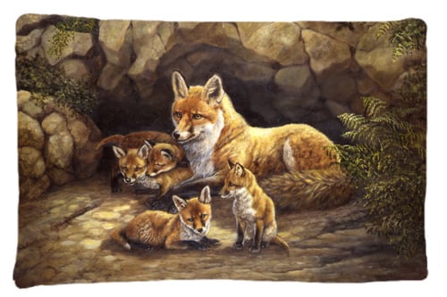 Fox Family Foxes by the Den Fabric Standard Pillowcase