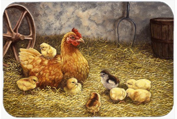 Chicken Hen & Her Chicks Glass Large Cutting Board