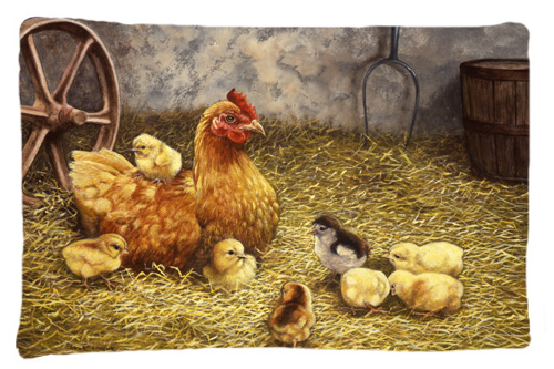 Chicken Hen & Her Chicks Fabric Standard Pillowcase
