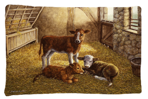 Cows Calves in the Barn Fabric Standard Pillowcase