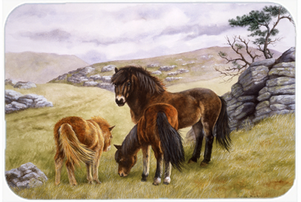 Horses in the Meadow Glass Large Cutting Board