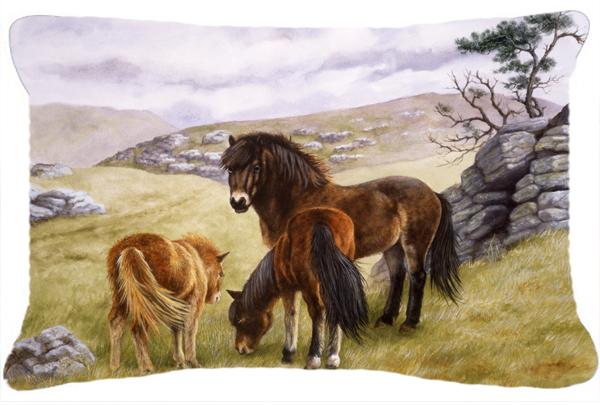Horses in the Meadow Fabric Decorative Pillow