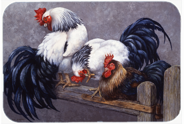 Roosters Roosting Glass Large Cutting Board