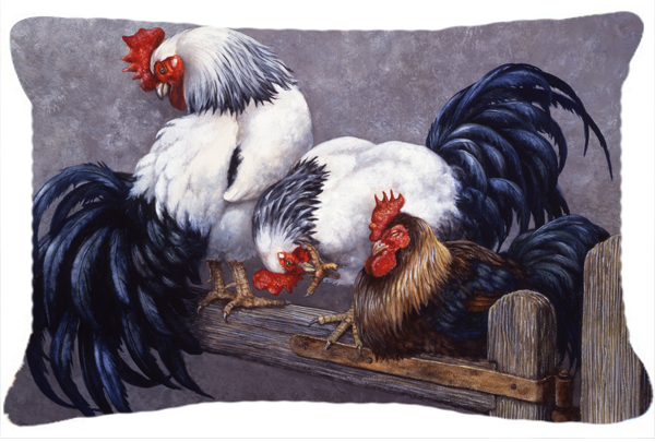 Roosters Roosting Fabric Decorative Pillow
