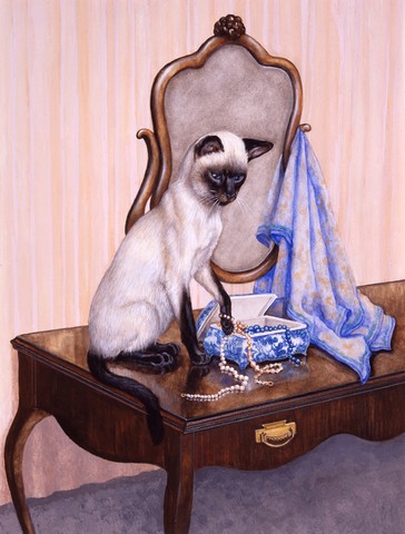 On the Dresser Siamese Cat Flag Canvas House Size
