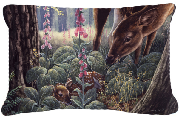 Doe & Fawn Deer Fabric Decorative Pillow