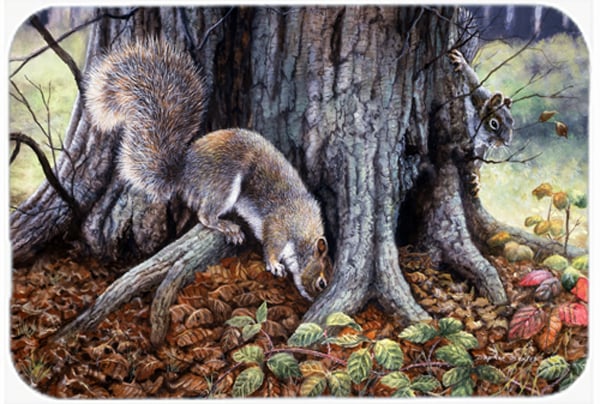 Grey Squirrels Around the Tree Glass Large Cutting Board