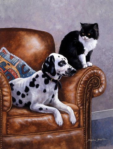 Dalmatian with Cat Flag Canvas House Size