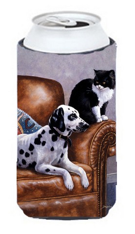 Dalmatian with Cat Tall Boy Can cooler Hugger