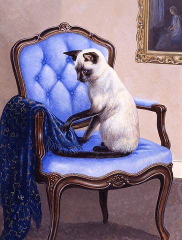 On the Chair Siamese Cat Flag Garden Size