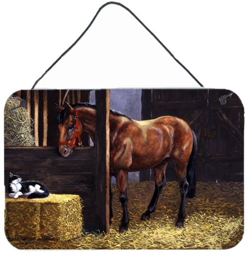 Horse in Stable with Cat Wall or Door Hanging Prints