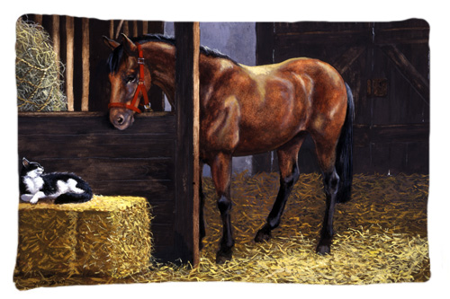 Horse in Stable with Cat Fabric Standard Pillowcase