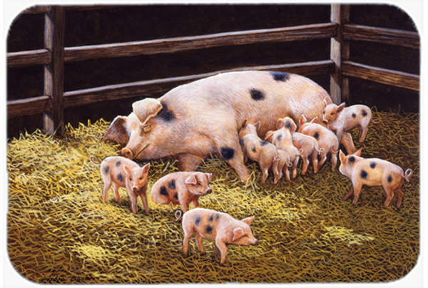 Pigs Piglets at Dinner Time Glass Large Cutting Board