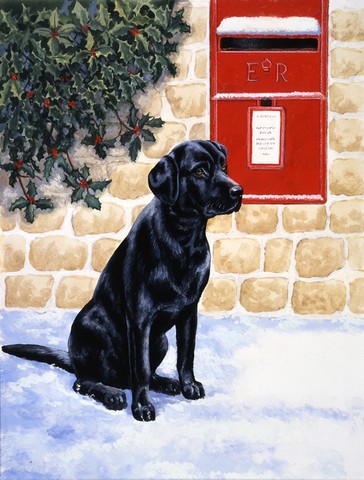 Black Labrador by the Mail Box Flag Garden Size