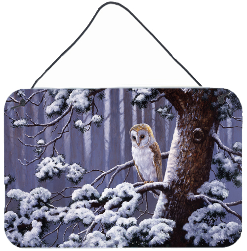 Owl on a Tree Branch in the Snow Wall or Door Hanging Prints