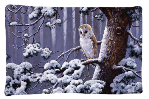 Owl on a Tree Branch in the Snow Fabric Standard Pillowcase
