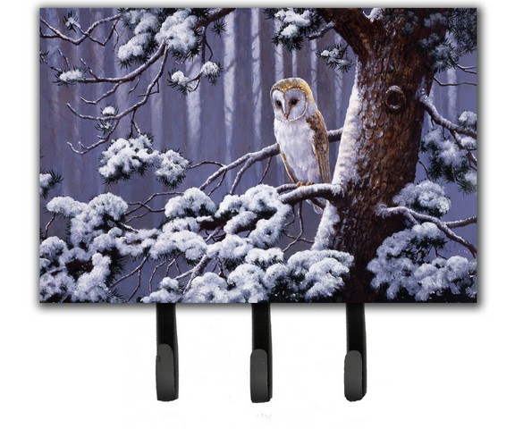 Owl on a Tree Branch in the Snow Leash or Key Holder