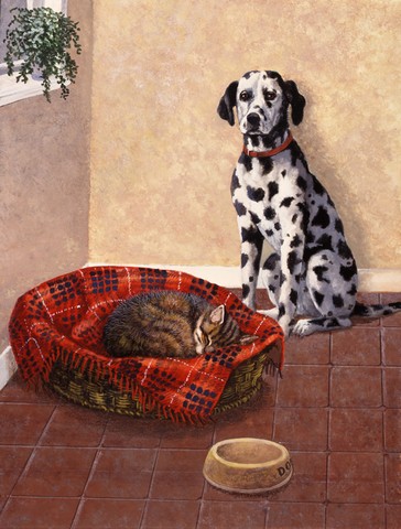 Dalmatian Somebody is in My Bed Flag Garden Size