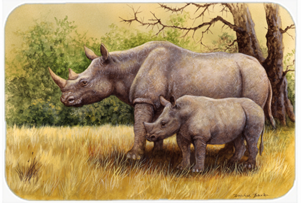 Rhinoceros by Daphne Baxter Glass Large Cutting Board