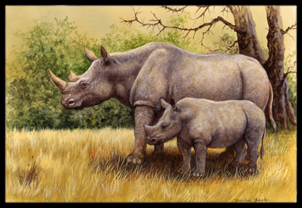 Rhinoceros by Daphne Baxter Indoor or Outdoor Mat 18 x 27