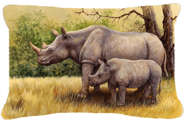 Rhinoceros by Daphne Baxter Fabric Decorative Pillow