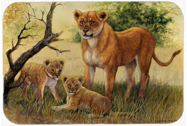Lion & Cubs by Daphne Baxter Glass Large Cutting Board