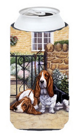 Basset Hound at the Gate Tall Boy Can cooler Hugger