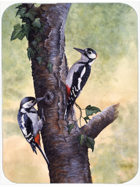 Woodpeckers by Daphne Baxter Glass Large Cutting Board