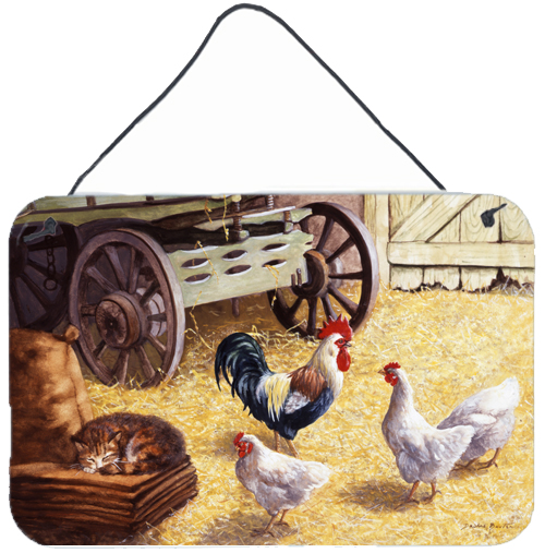 Rooster & Hens Chickens in the Barn Wall or Door Hanging Prints