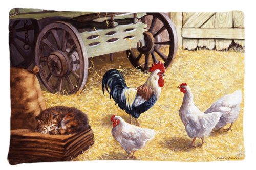 Rooster & Hens Chickens in the Barn Fabric Standard Pillowcase