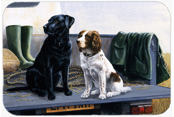 On the Tailgate Labrador & Springer Spaniel Glass Large Cutting Board
