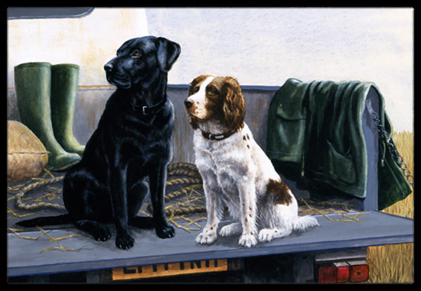 BDBA0341MAT On the Tailgate Labrador & Springer Spaniel Indoor or Outdoor Mat- 18 x 27