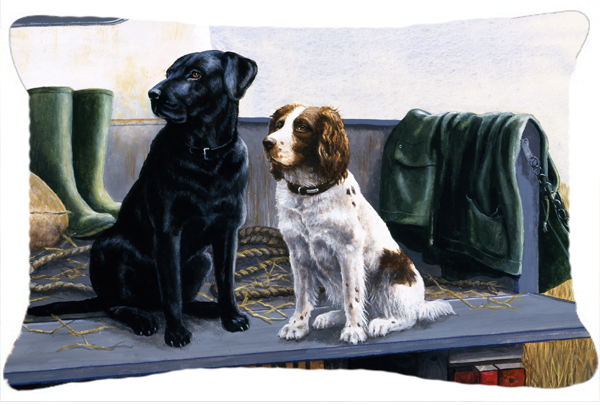 On the Tailgate Labrador & Springer Spaniel Fabric Decorative Pillow