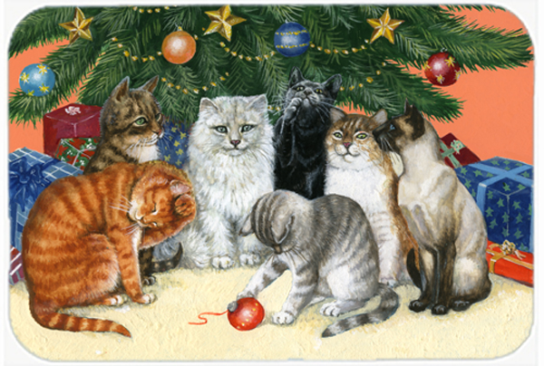 Cats Under the Christmas Tree Mouse Pad, Hot Pad or Trivet