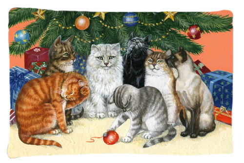 Cats Under the Christmas Tree Fabric Standard Pillowcase