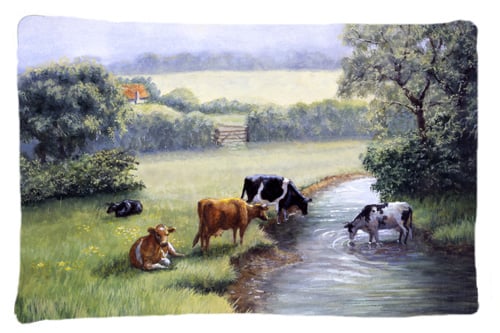 Cows Drinking at the Creek Bank Fabric Standard Pillowcase