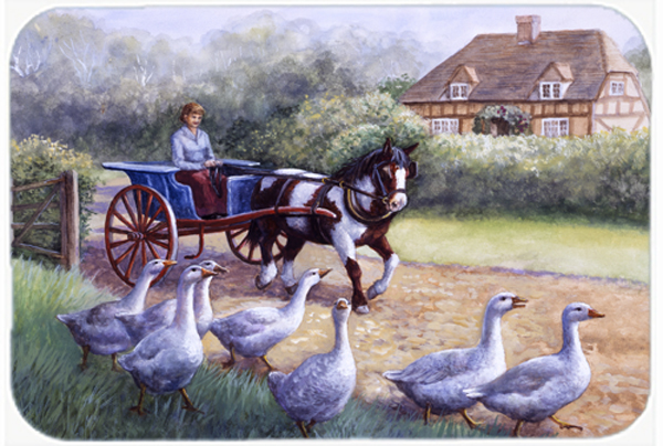 Geese Crossing Before the Horse Glass Large Cutting Board