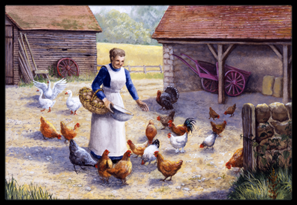 Chicken Hen Feeding Time Indoor or Outdoor Mat, 24 x 36