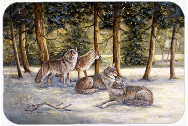 Wolves by Daphne Baxter Glass Large Cutting Board