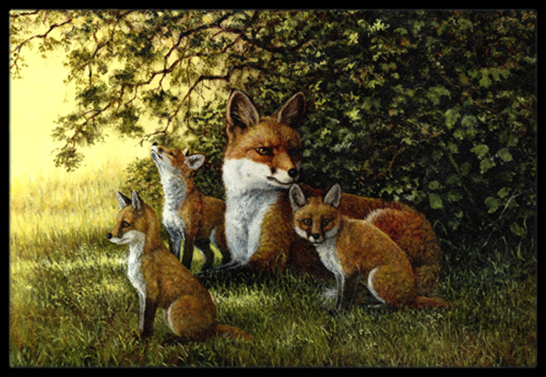 Foxes Resitng Under the Tree Indoor or Outdoor Mat- 24 x 36